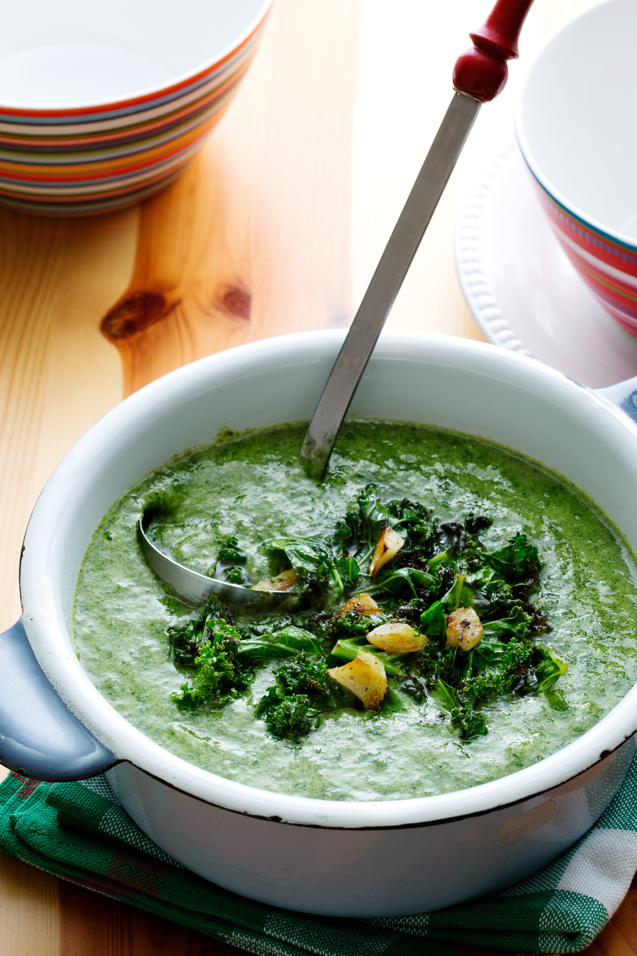 Vegan kale and spinach soup